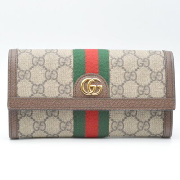 Gucci Ophidia GG Continental Wallet Beige Brown Sherry Long Flap - Picture 1 of 8